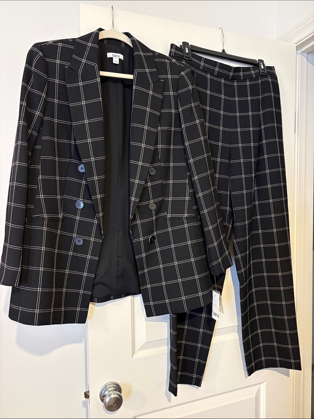 Black Windowpane Plaid Blazer & Trouser Set